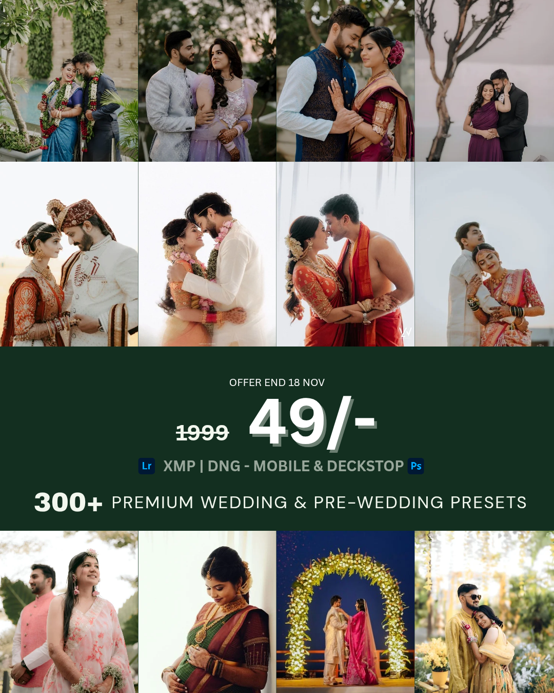 300+ Wedding & Prewedding Presets Pack DNG& XMP